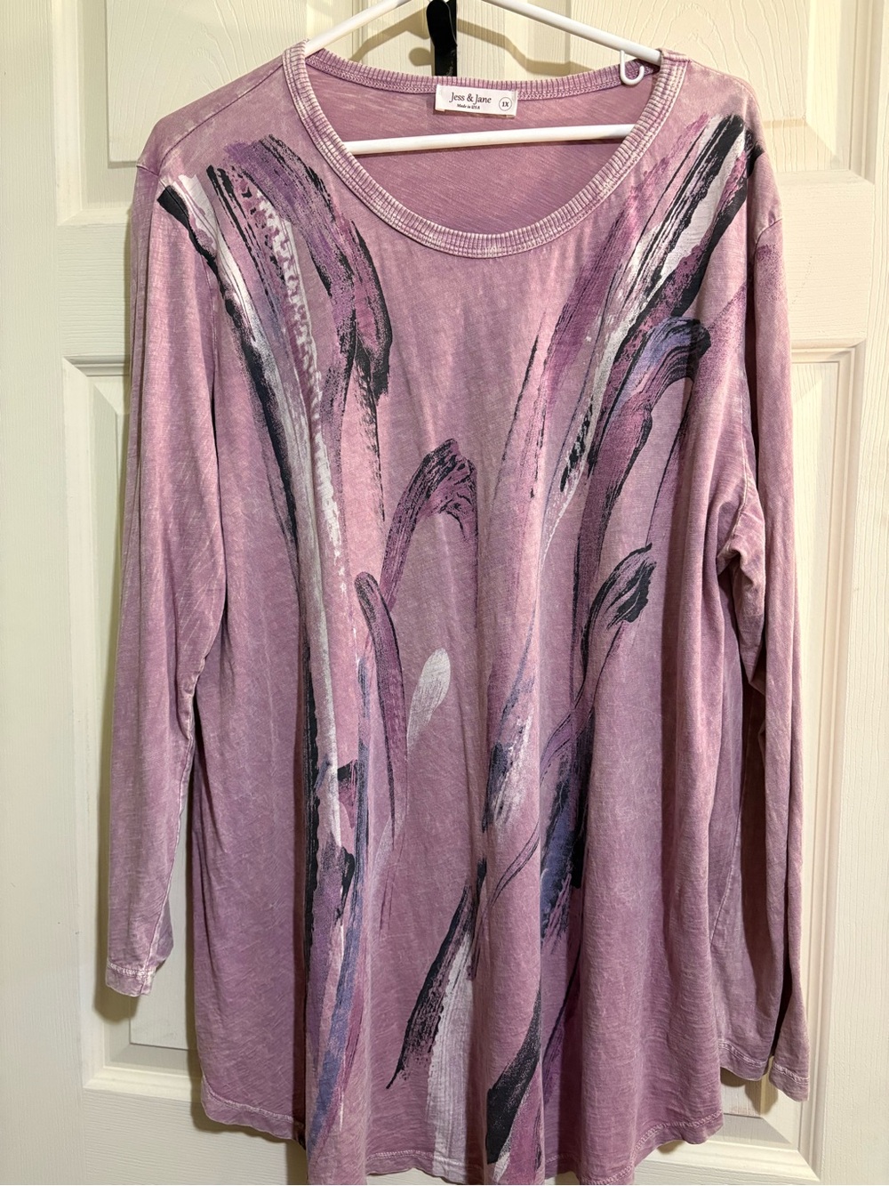 Jess & Jane Tunic Abstract Brushstroke Artsy Whimsy Cotton